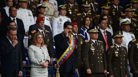 El presidente de Venezuela durante el desfile. (Getty)