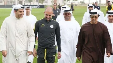 El entrenador Pep Guardiola durante su visita a Abu Dhabi de 2018.