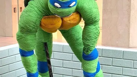 La tortuga ninja, obra del artista colombiano Mateo Blanco, expuesta en Wafi. (EL CORREO)