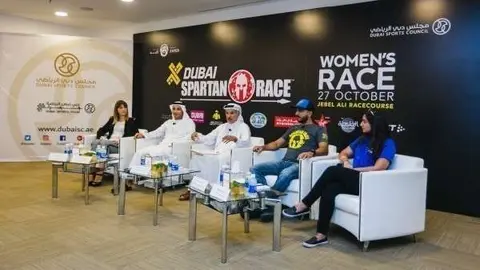 Un momento de la presentación de la XDubai Spartan Women's Race.