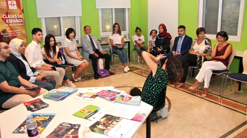 Las clases en el pabellón de España fueron representaciones mímicas de relatos cortos. (EL CORREO)