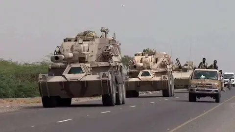 Carros de combate de las Fuerzas de Resistencia de Yemen. (WAM)