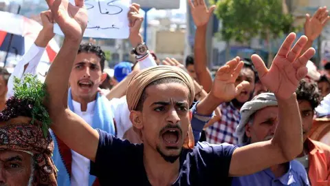 Manifestantes en Saná, capital de Yemen.
