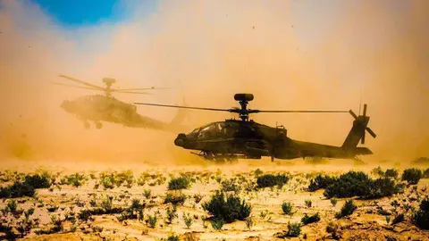 Helicópteros de Emiratos Árabes Unidos durante un ejercicio militar. (WAM)