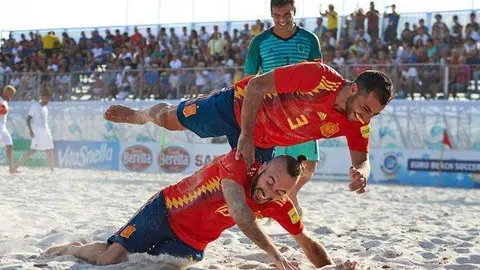 Jugadores de la selección española de fútbol playa.