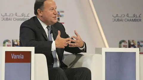 El presidente de Panamá, durante su intervención en el II Foro Empresarial Global Latinoamericano que se celebra en Dubai. (Efe)