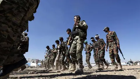 Elementos de los hutíes en Yemen.