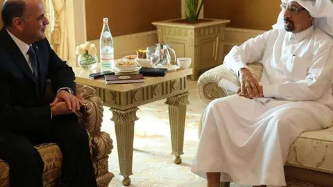 Manuel Quevedo y el ministro de Energía de Arabia Saudita.