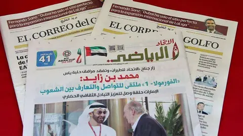 El impreso de Al Itihad de Abu Dhabi ha destacado a toda plana el encuentro de Juan Carlos I con el príncipe heredero de Abu Dhabi. (EL CORREO)