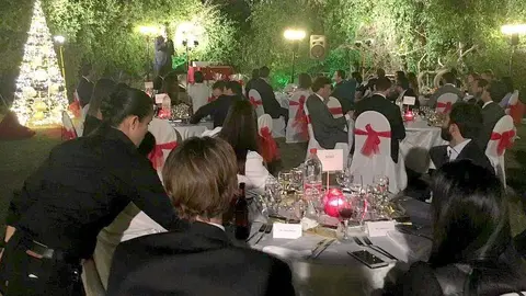 Aspecto de la cena de Navidad del SBC durante la intervención de Ramón Areitio. (Cedida)