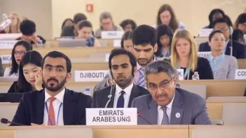 Obaid Salem Saeed Al Za'abi, durante la última sesión del Consejo de Derechos Humanos. (WAM)