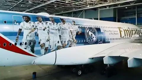 El A380 de Emirates personalizado para el Real Madrid.