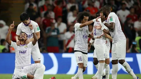 Los jugadores de Al Ain muestran su alegría durante el partido que les enfrentó a los argentinos del River Plate. (fifa.com)
