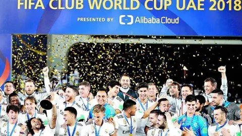 El Real Madrid tras ganar el Mundial de Clubes de Abu Dhabi 2018.