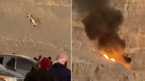Captura de pantalla del vídeo de accidente de helicóptero en EAU.