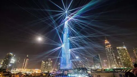 Espectáculo láser Burj Khalifa 2019.