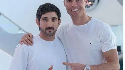 Ronaldo y el jeque Hamdan, príncipe heredero de Dubai. (Redes sociales)