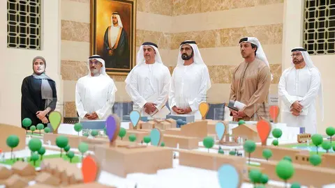 El jeque Mohammed bin Rashid durante la presentación de la unidades residenciales en Emiratos.