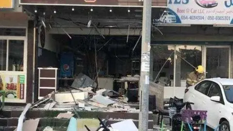 Estado en el que quedó la cafetería tras la explosión.