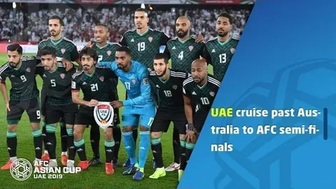Una imagen de la alineación inicial de la Selección de fútbol de EAU que eliminó a Australia.