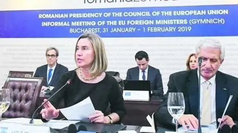 En la imagen de AFP, Federica Mogherini en el momento de dar a conocer la creación del Grupo de Contacto el pasado 31 de enero.