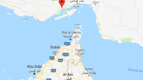 En rojo el lugar donde tuvo lugar el terremoto.