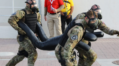 Uno de los equipos participantes en el desafío de élite de comandos de Dubai.