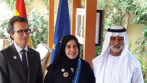 El embajador de España en EAU, la embajadora Al Otaiba y el ministro de Tolerancia de EAU.