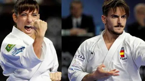 Los karatecas españoles Sandra Sánchez y Damián Quintero.