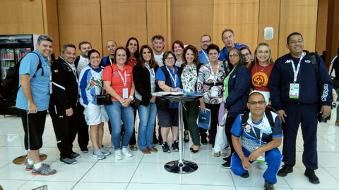 Jefes de las delegaciones de países de habla hispana que participan en las Olimpiadas Especiales 2019. (Richard Ramos)