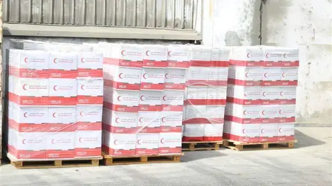 Uno de los cargamentos de ayuda enviados por la Media Luna Roja de Emiratos.