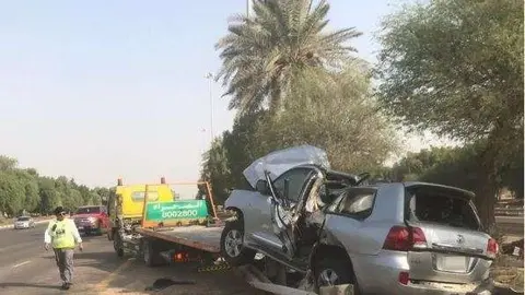 Imagen de un vehículo accidentado en Emiratos Árabes. 