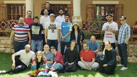 Miembros del 'Club de Español' durante una de sus reuniones.