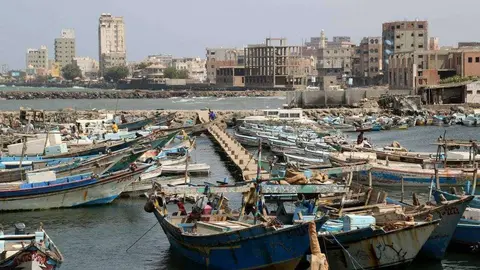 En la imagen, el puerto de Hodeidah en abril de 2019. (Fuente externa)