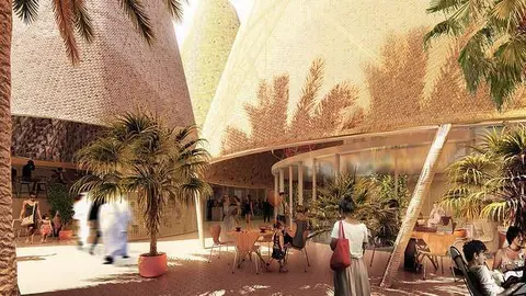 Simulación exterior del pabellón de España en la Expo 2020 de Dubai. (AC/E)