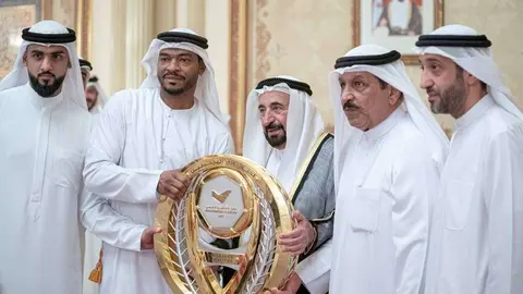 El gobernante de Sharjah durante la entrega de premios a los mejores deportistas.