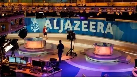 Una oficina del canal qatarí Al Jazeera.