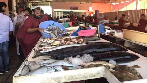 El mercado tradicional de pescado de Ras Al Khaimah este lunes a las 8 de la mañana. (EL CORREO)