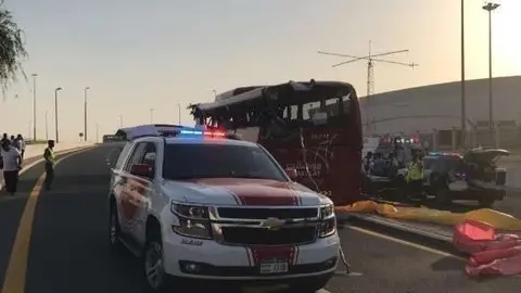 La Policía de Dubai difundió esta imagen del accidente.