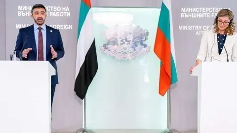 El ministro de Exteriores de Emiratos durante la apertura de la Embajada en Sofía.