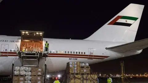 La Oficina de Medios de Dubai ha publicado imágenes de la ayuda enviada a Jordania.