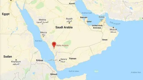 Localización del aeropuerto de Abha. (Google Maps)