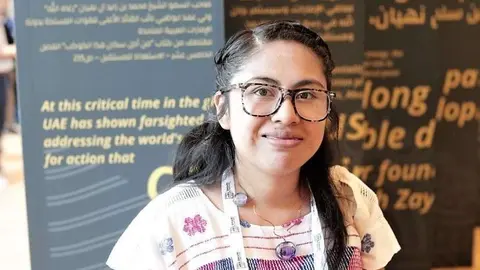 La indígena mexicana Jesica Vega en Abu Dhabi.