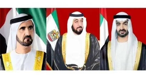 Sheikh Mohammed bin Rashid Al Maktoum, Sheikh Khalifa bin Zayed Al Nhayan y Sheikh Mohamed bin Zayed Al Nahyan. (WAM)