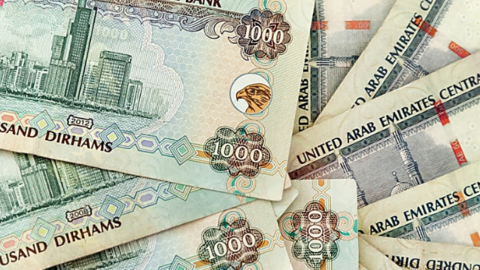 Billetes de dirhams de Emiratos Árabes Unidos.