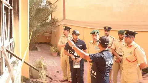La Policía de Dubai difundió esta imagen del lugar del incendio.