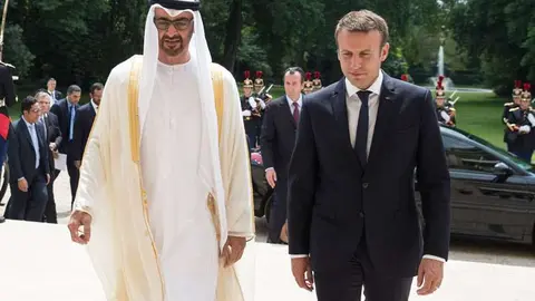 Sheikh Mohammed bin Zayed Al Nahyan y Emmanuel Macron, juntos esta semana en París.