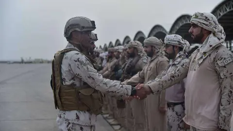 Soldados de Emiratos Árabes en Yemen.