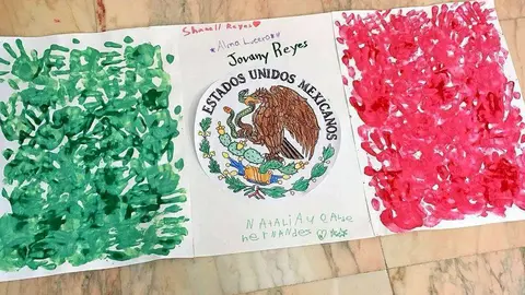 Uno de los dibujos realizados por los niños que en 2018 participaron en el Taller de Símbolos Patrios desarrollado en la Embajada de México. (EL CORREO)