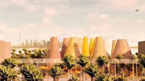 Ilustración que refleja cómo será el Pabellón de España en Expo Dubai 2020. 